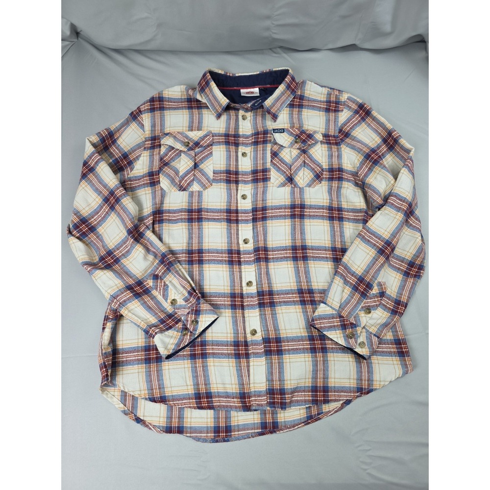 JACKS SURFBOARDS Plaid Flannel‎ Button Up Shirt Mens 2X Surf Skater Grunge